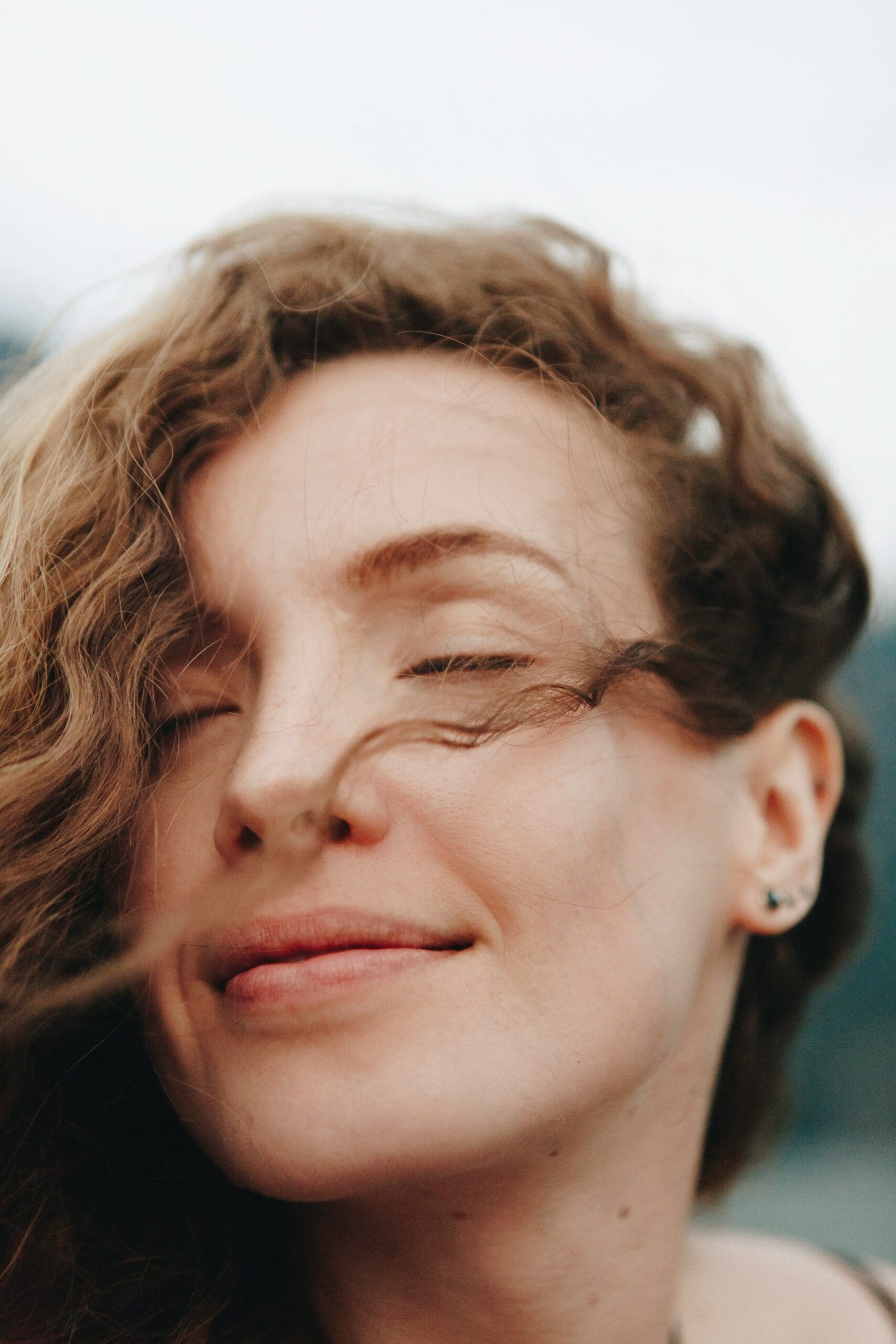 claire finding ease with her eyes closed