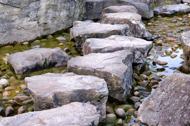 Step stones over water
