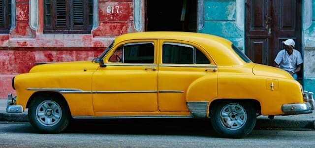 yellow car on the street